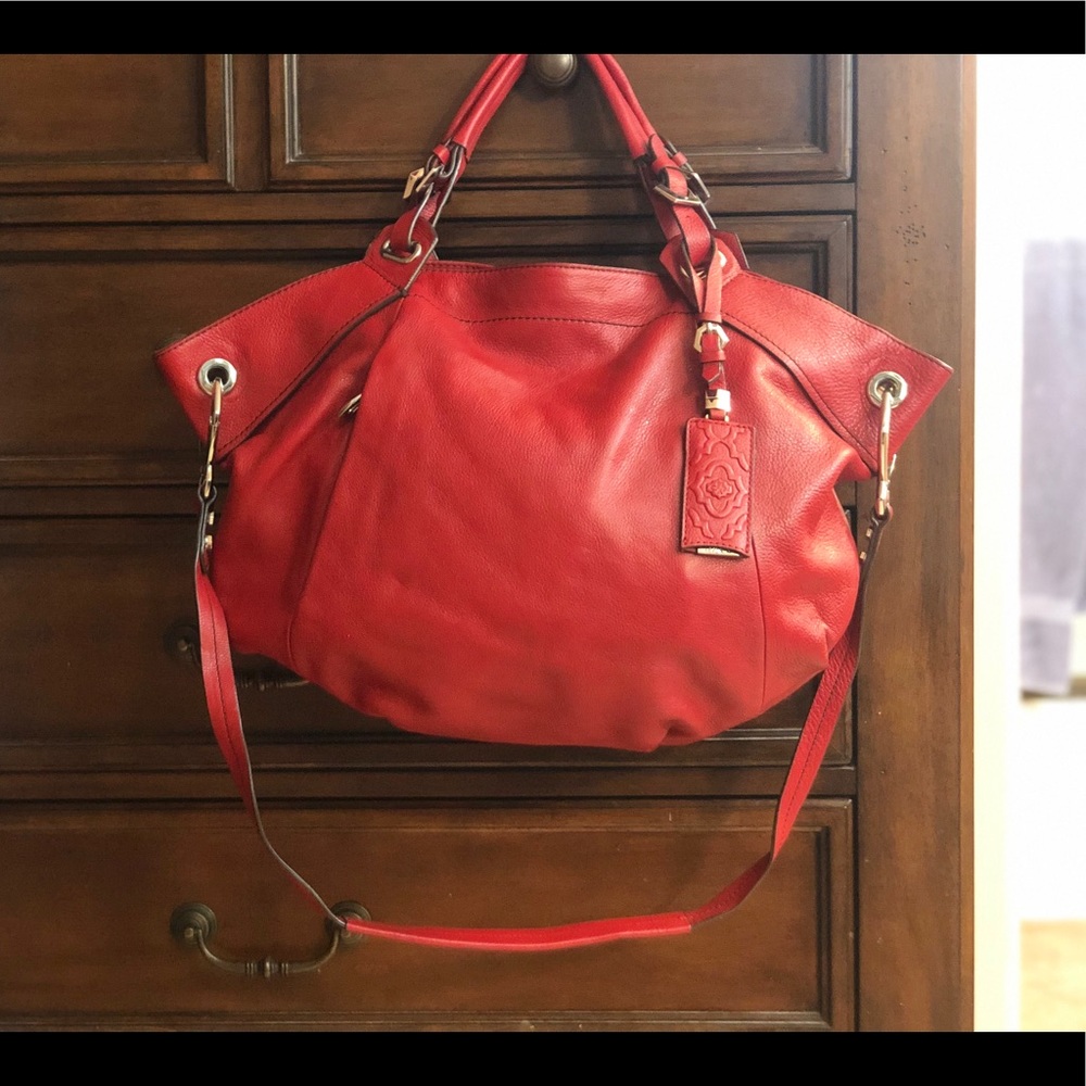 orYany all leather bag, red, new, gorgeous